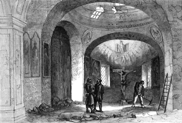 Church of St. Vladimir, in a Russian cemetery, French extreme left, 1856.  Creator: Edward Alfred Goodall.