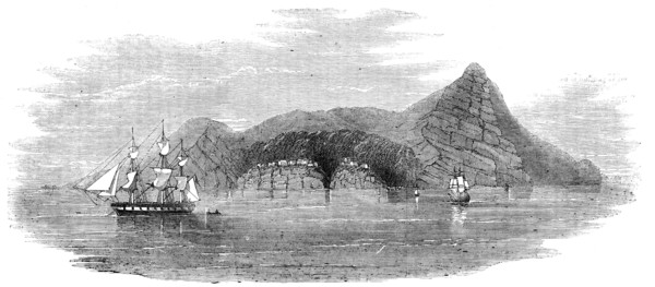 Pitcairn's Island - sketched from H.M.S. "Amphitheatre", 1856.  Creator: Unknown.