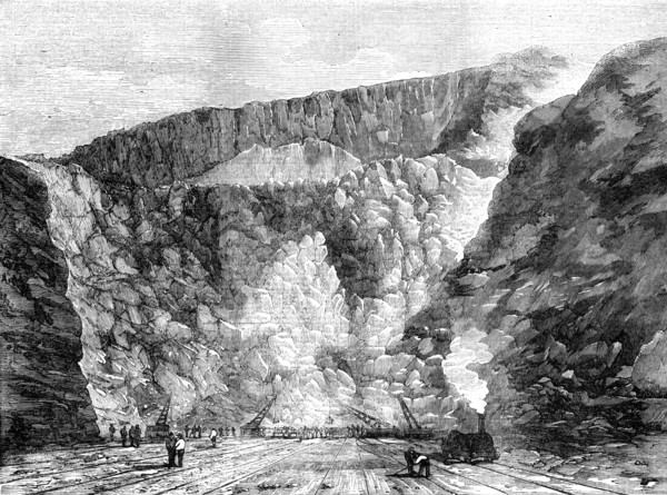 Results of the Great Blasting Operation at Holyhead, North Wales, 1856.  Creator: Unknown.