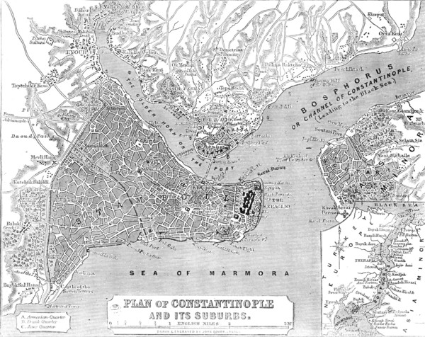 Plan of Constantinople and its Suburbs, 1856.  Creator: John Dower.