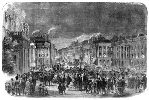 The Peace Illuminations - Waterloo-Place, 1856.  Creator: Unknown.
