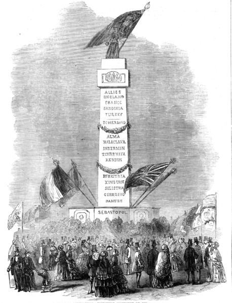 The Peace Commemoration at Portsmouth - Triumphal Monument on Southsea Common, 1856.  Creator: Unknown.