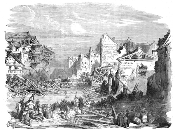 The Inundation at Lyons - sketched by Gustave Dore, 1856.  Creator: Gustave Doré.
