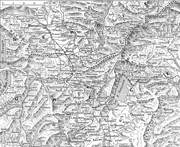 'Frontiere greco-serbe; terrain ou s'est deployee l'offensive de septembre a la frontiere..., 1916. Creator: Unknown.