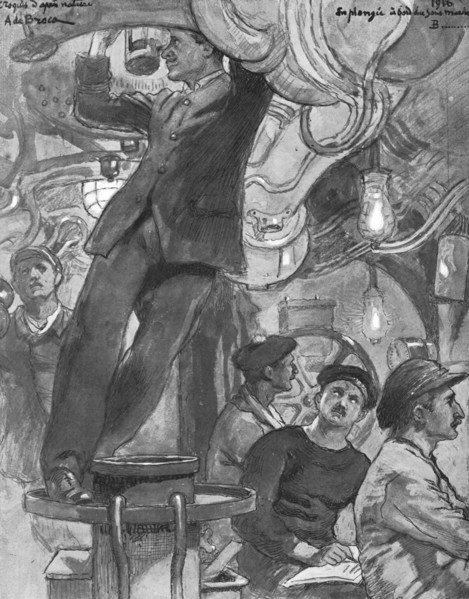 'En plongee : le coup de periscope; le sous-marin fuit, apres avoir attaque', 1916. Creator: Alexis De Broca.