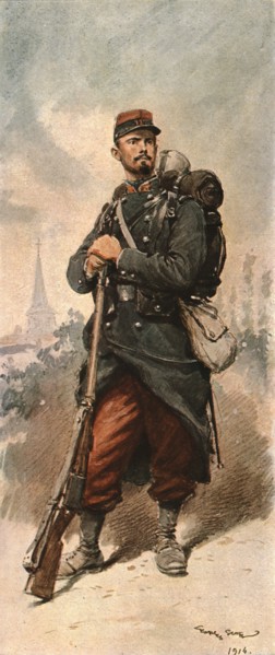 'Les transformations du fantassin Francais pendant la guerre', 1914. Creator: Georges Bertin Scott.