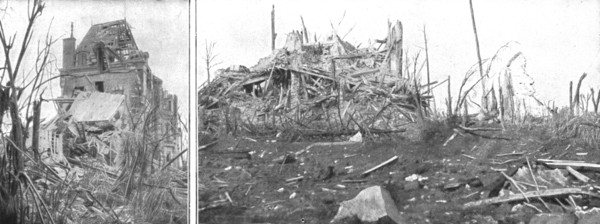 ''Le Massacre des Choses; Deux phases de la destruction du chateau de la Maisonnette', 1916 (1924) Creator: Unknown.