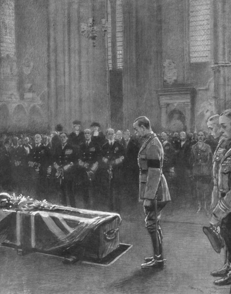 'Le "Combattant Inconnu" Britannique; a Westminster: le roi George V et, derriere lui, ses...1920. Creator: Georges Bertin Scott.