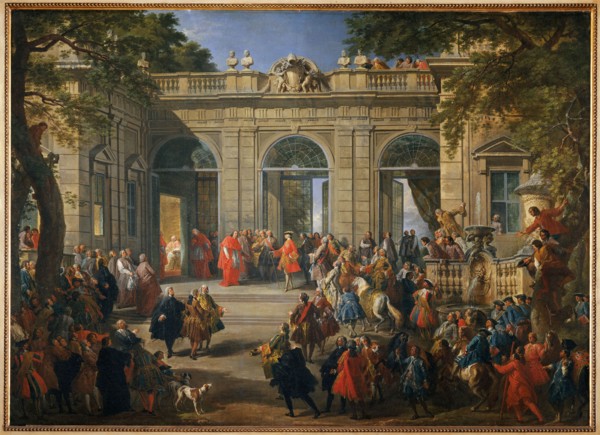 King Charles III Visiting Pope Benedict XIV at the Coffee House of the Palazzo del Quirinale, 1746. Creator: Pannini (Panini), Giovanni Paolo (1691-1765).