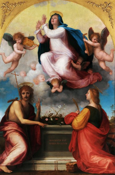 Assumption of the Virgin with Saint John the Baptist and Saint Catherine of Alexandria, c. 1516. Creator: Bartolommeo, Fra (1472-1517).