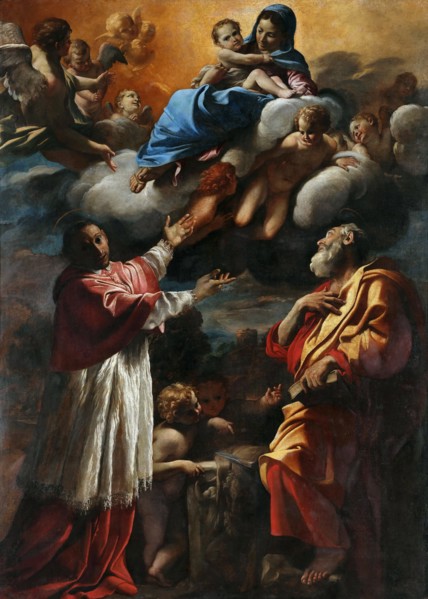 Madonna and Child with Saint Charles Borromeo and Saint Bartholomew, 1616-1617. Creator: Lanfranco, Giovanni (1582-1647).