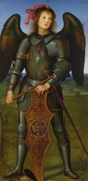 The Archangel Michael (Panel from an Altarpiece, Certosa), c. 1500. Creator: Perugino (ca. 1450-1523).