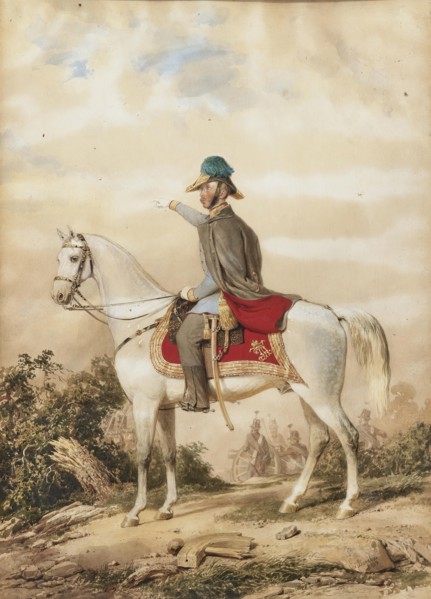 Archduke Albrecht of Austria, Duke of Teschen (1817-1895) on horseback as on the day of the battle o Creator: Barabás, Miklós (1810-1898).
