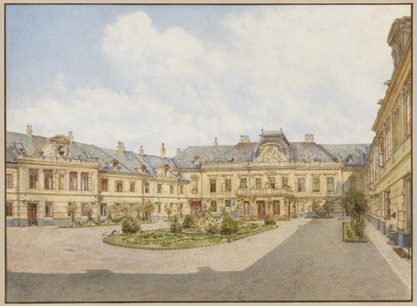 Palace of Archduke Karl Ludwig of Austria in Vienna, view of the courtyard, 1892. Creator: Alt, Franz (1821-1914).