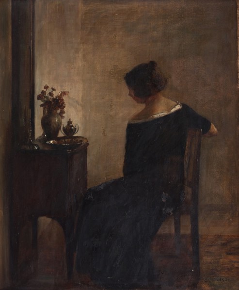 Interior with the Artist's Wife. Creator: Holsøe, Carl (1863-1935).