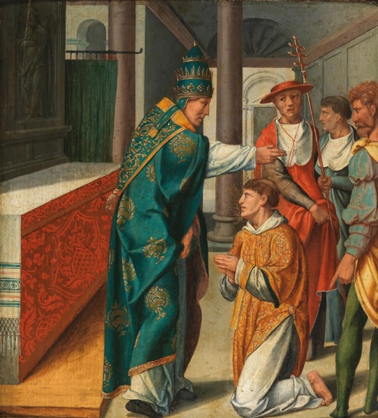 Saint Cyriacus refuses Idolatry (Cyriacus altar from St. Kunibert in Cologne), after 1532. Creator: Bruyn, Bartholomaeus (Barthel), the Elder (1493-1555).
