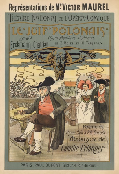 Poster for the Opera Le Juif polonais (The Polish Jew) by Camille Erlanger, 1900. Creator: Presseq, Henri C. R. (active ca 1900).