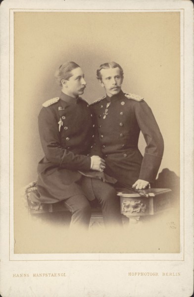 Portrait of German Emperor Wilhelm II (1859-1941), King of Prussia, with his brother Prince Henry of Creator: Hanfstaengl, Hanns (Johann) (1820-1885).