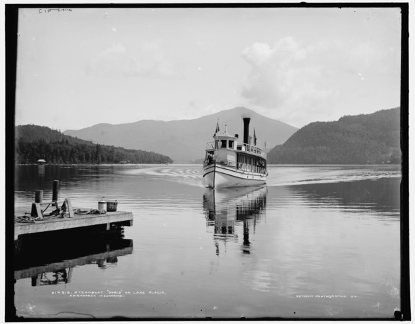 Steamboat Doris on Lake Placid, Adirondack Mountains, (1902?). Creator: William H. Jackson.