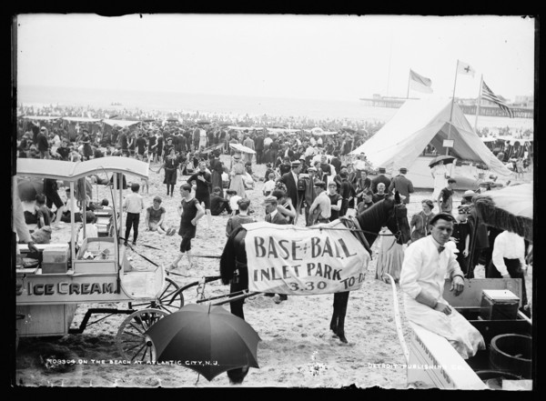 On the beach at Atlantic City, N.J., between 1900 and 1906. Creator: Unknown.