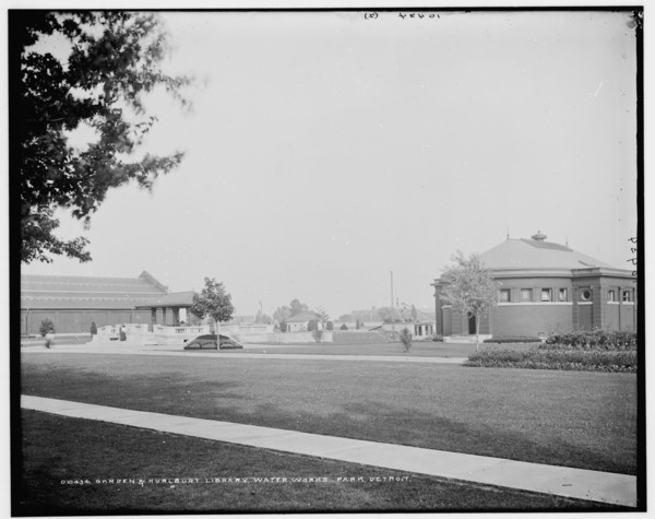 Garden & Hurlburt i.e. Hurlbut Library, Water Works Park, Detroit, between 1890 and 1901. Creator: Unknown.
