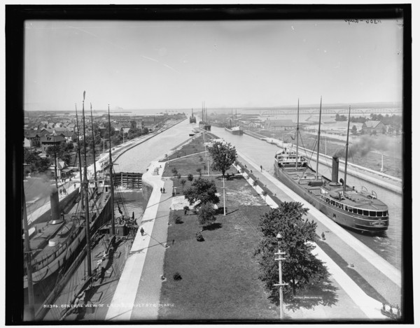 General view of locks, Sault Ste. Marie, between 1890 and 1899. Creator: Unknown.