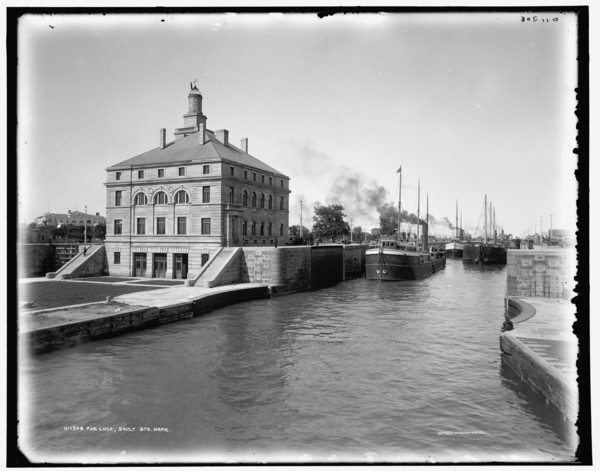 Poe Lock, Sault Ste. Marie, between 1890 and 1899. Creator: Unknown.