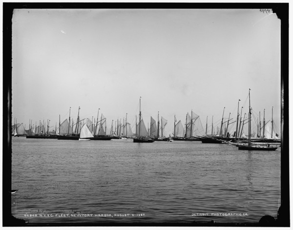 N.Y.Y.C. fleet, Newport harbor, 1887 Aug 5. Creator: Unknown.