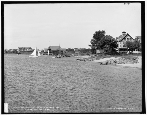 Up Kennebunk River from breakwater, Kennebunkport, Maine, between 1890 and 1901. Creator: Unknown.
