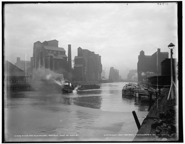 River and elevators, Buffalo, foot of Main St., c1900. Creator: Unknown.