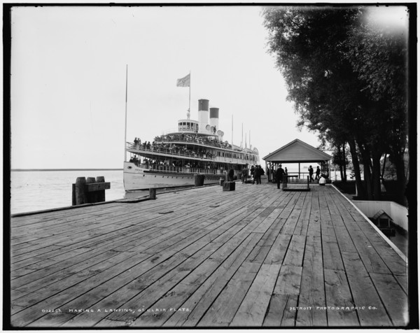 Making a landing, St. Clair Flats, Mich., between 1890 and 1901. Creator: Unknown.