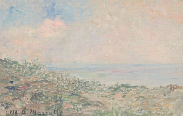 Dunes with seascape, 1879-1918.  Creator: Marie Antoinette Marcotte.
