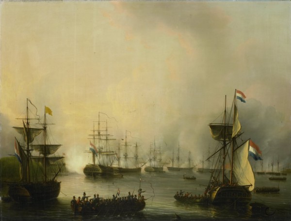 The Bombardment of Palembang, Sumatra, 24 June 1821, 1821-1848. Creator: Martinus Schouman.
