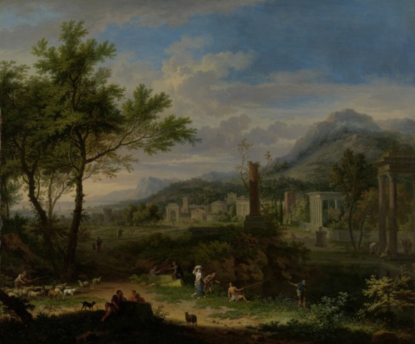 Arcadian Landscape with Fishermen, c.1700-c.1749. Creator: Jan van Huysum.