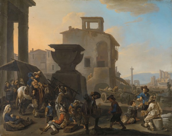 Italian Marketplace with a Quack Dentist, 1651. Creator: Johannes Lingelbach.