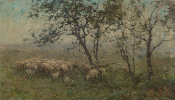 A Flock of Sheep, c.1880-c.1897. Creator: William Charles Estall.