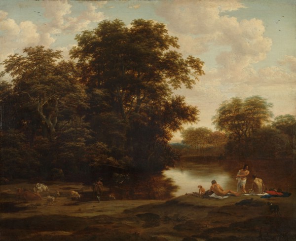 Landscape with Bathers, c.1660. Creator: Joris van der Haagen.