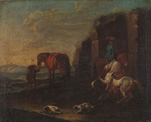 Travellers by a Ruin, c.1700. Creator: Unknown.