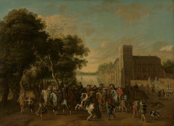 Prince Maurits, Accompanied by Prince Frederik Hendrik, Frederick V of Bohemia..., c.1621-c.1625. Creator: Pauwels van Hillegaert I.