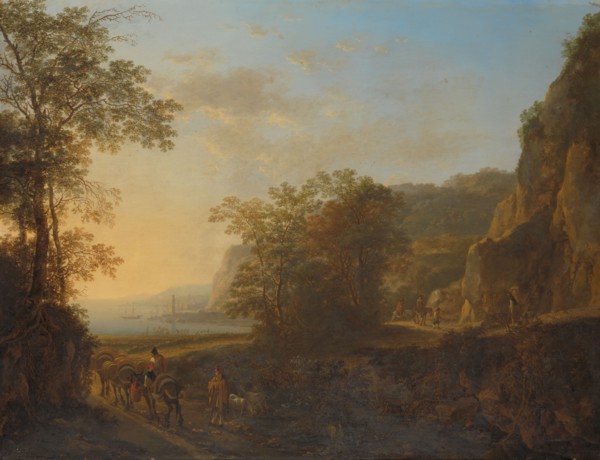 Italian Landscape with a View of a Harbour, c.1645-c.1650. Creator: Jan Dirksz Both.