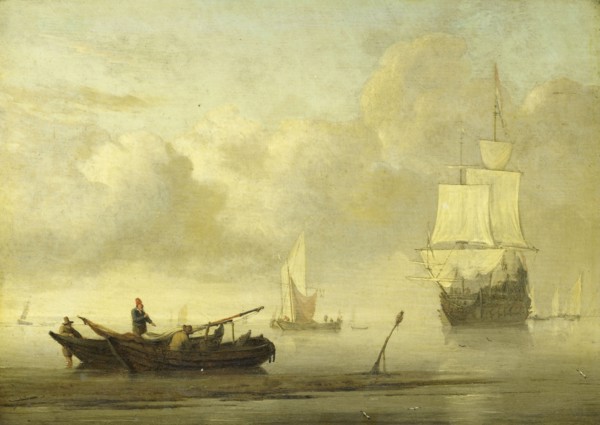 Ships near the Coast during a Calm, c.1650-c.1707. Creator: Willem van de Velde the Younger.