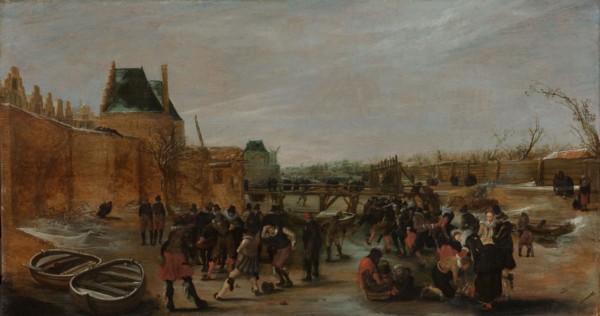 Frolicking on a Frozen Canal in a Town, c.1615-c.1620. Creator: Unknown.