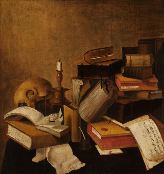 Vanitas Still Life with Books, 1633. Creator: Anon.