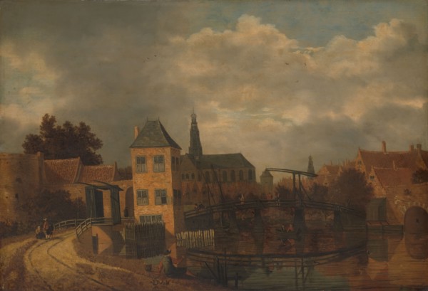 View of the Town of Haarlem, taken from the Spaarne River, showing the Eendjespoort, c.1650-c.1659. Creator: Balthasar van der Veen.