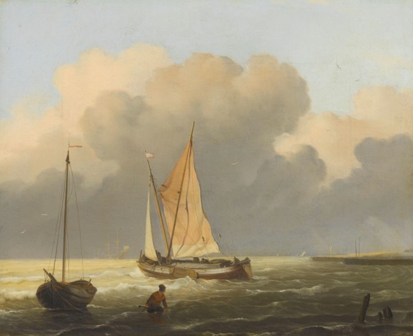Seas off the Coast, with Spritsail Barge, 1697. Creator: Ludolf Bakhuizen.