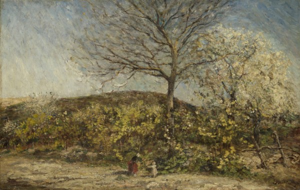 Landscape with flowering orchard, 1870-1886. Creator: Adolphe Monticelli.