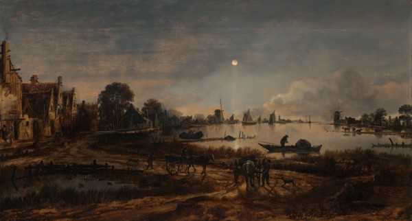 River View by Moonlight, c.1650-c.1655. Creator: Aert van der Neer.
