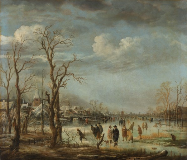 Winter Landscape near a Town with Bare Trees, c.1650-c.1655. Creator: Aert van der Neer.