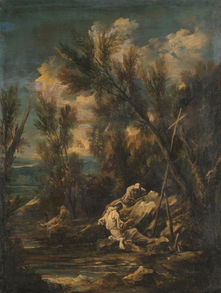 Carthusian Monks in a Landscape, 1700-1749. Creator: Alessandro Magnasco.