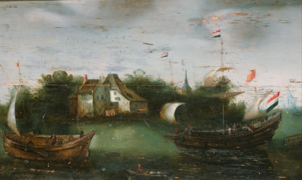 A Sea-going Vessel Sailing into an Inland Waterway, c.1614-c.1630. Creator: Anon.